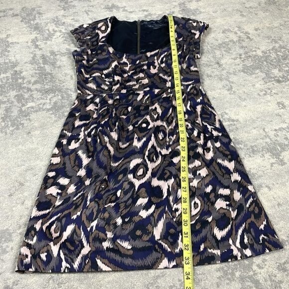 French Connection Pendragon Cap Sleeve Dress Navy Blue Slate Gray Mini Sz 2 - Picture 9 of 13